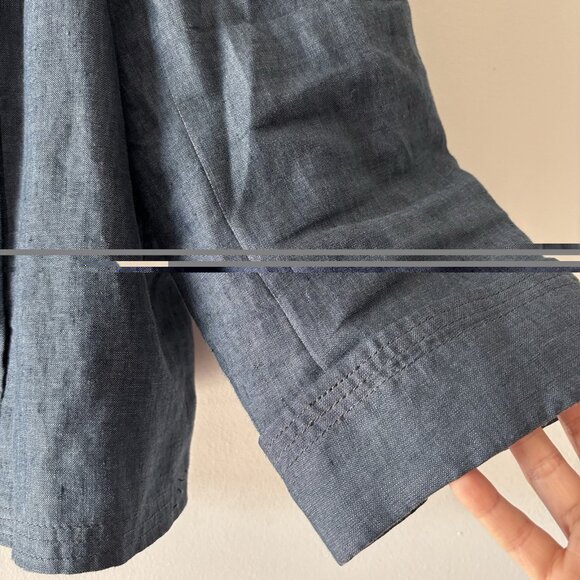 Talbots 100% Linen Open Blazer Jacket Womens 24W Pockets Career Work Modest Blue - Picture 6 of 16